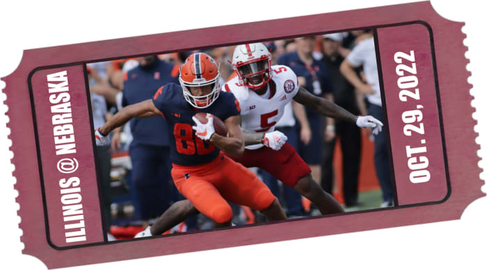 2022 Nebraska-Illinois football ticket illustration angled